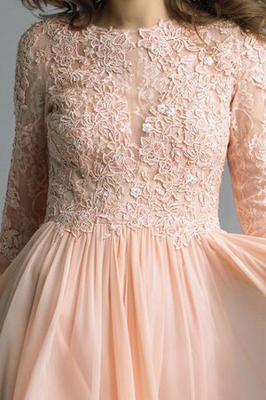 Robe de soirée naturel ligne a de col haut avec décoration dentelle avec chiffon - Photo 3