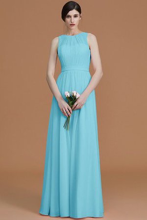 Gerüschtes Natürliche Taile Reißverschluss Bodenlanges Brautjungfernkleid aus Chiffon - Bild 10