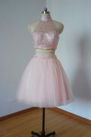 Robe fête de la rentrée de col haut 2 pice avec perle avec sans manches textile en tulle - Photo 2