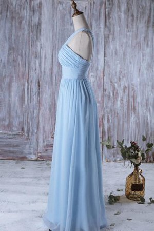 Empire Taille Ärmellos langes bodenlanges bescheidenes Brautjungfernkleid mit Rüschen - Bild 3
