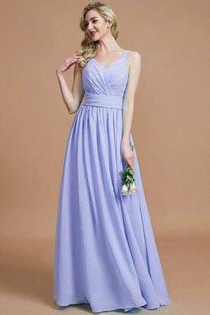 Ärmelloses Prinzessin A-Line Bodenlanges Brautjungfernkleid mit V-Ausschnitt - Bild 23