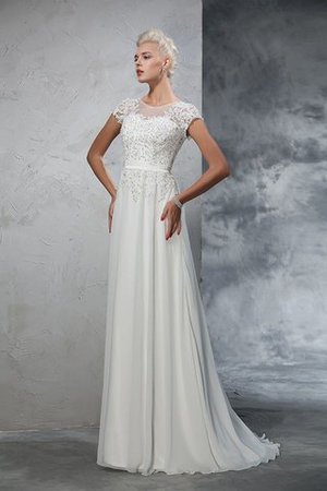 Robe de mariée longue intemporel en chiffon ligne a avec manche courte - Photo 5