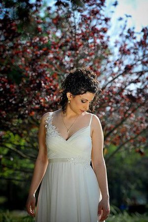 Abito da Sposa con Increspato V-Scollo Conotta con Nastro Semplice con Fusciacca - Foto 4