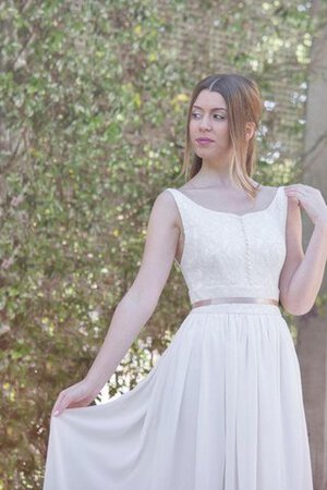 Strand Ärmellos Schaufel-Ausschnitt A-Linie plissiertes Brautkleid mit Bordüre - Bild 1