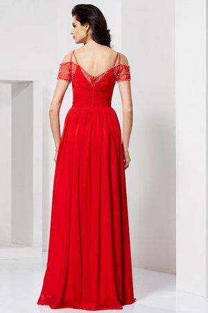 Robe de soirée longue avec chiffon avec perle avec zip bretelles spaghetti - Photo 2