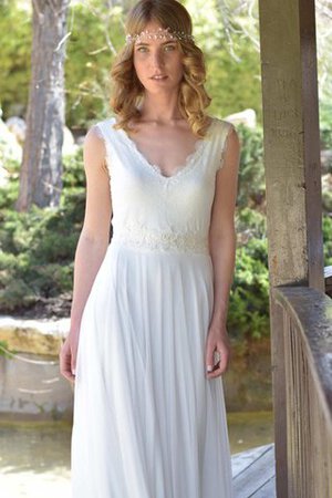 Robe de mariée facile avec ruban avec sans manches en chiffon de traîne courte - Photo 4