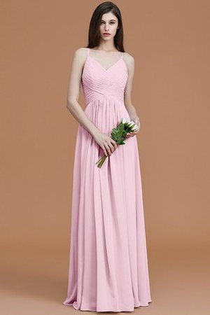 Spaghetti Träger Normale Taille Gerüschtes Ärmellos Bodenlanges Brautjungfernkleid - Bild 28