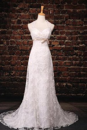 Robe de mariée avec perle longueur mollet en satin d'épaule asymétrique textile en tulle - Photo 1