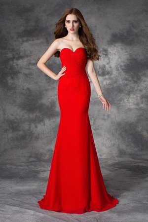 Robe demoiselle d'honneur longue naturel de sirène avec chiffon ruché - Photo 1