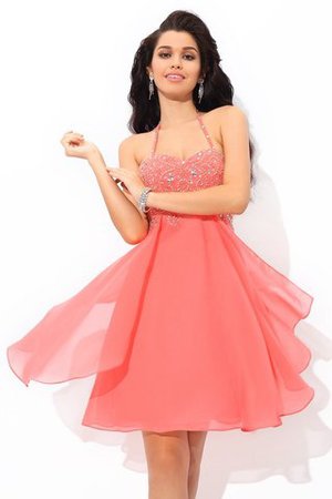 Robe de cocktail bref formelle avec perle a-ligne de dos nu - Photo 1