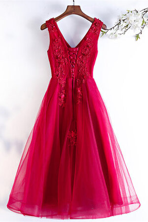 Absorbierend Dehnbarer Satin Formelles Romantisches Cocktailkleid mit Blume - Bild 2