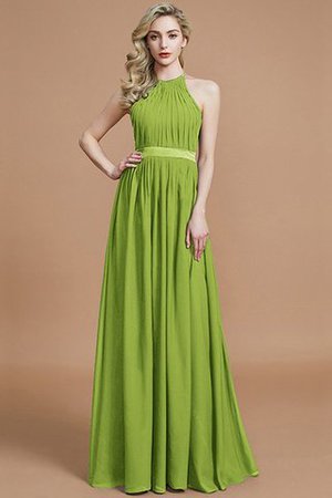 Robe demoiselle d'honneur manche nulle avec zip ruché jusqu'au sol en chiffon - Photo 19