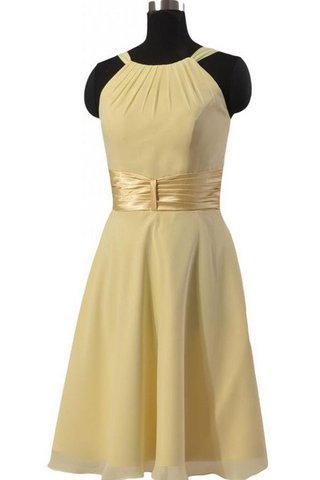 Robe demoiselle d'honneur moderne naturel avec sans manches en chiffon a-ligne - Photo 2