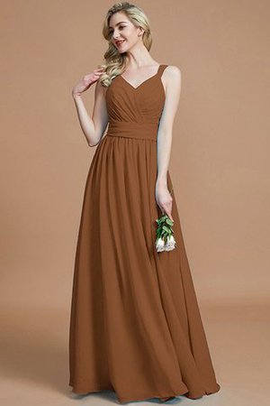 Abito da Damigella Senza Maniche Naturale in Chiffon Principessa A-Line - Foto 10
