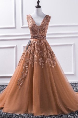 Robe de bal de princesse fait main avec sans manches de traîne courte naturel - Photo 1