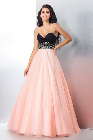 Perlenbesetztes Ärmelloses Satin Bodenlanges Quinceanera Kleid mit Herz-Ausschnitt - Bild 1