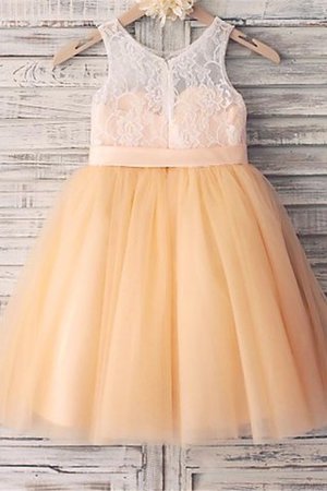 Ärmelloses Reißverschluss Blumenmädchenkleid mit Schleife mit Gürtel - Bild 2