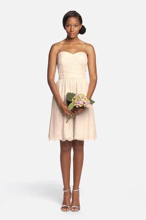 Moderno Vestido de Dama de Honor de Corte-A de Corto de Escote Corazón de Encaje Adorno - Foto 9