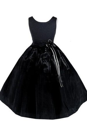 Ärmellos Empire Taille Reißverschluss A-Line bodenlanges Blumenmädchenkleid - Bild 1