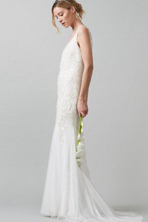 Abito da Sposa con paillette Tubino in Pizzo con Perline Romantico con Applique - Foto 3