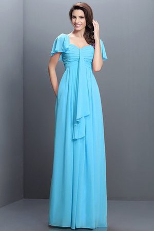 Halbe Ärmeln Herz-Ausschnitt Plissiertes Bodenlanges Brautjungfernkleid aus Chiffon - Bild 3