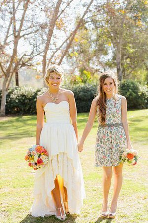 Robe de mariée romantique en chiffon haut bas col en forme de cœur fermeutre eclair - Photo 3