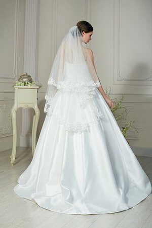 Ärmelloses a linie Satin langes bodenlanges Brautkleid mit Applikation - Bild 2