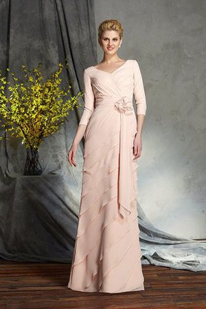 Normale Taille Enges V-Ausschnitt Bodenlanges Brautmutterkleid mit Blume - Bild 3