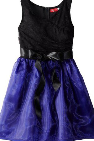 V-Ausschnitt a linie Empire Taille Spitze Taft Blumenmädchenkleid mit Bordüre - Bild 1