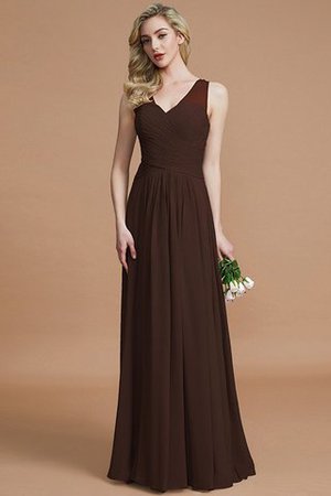 Prinzessin Normale Taille Bodenlanges Brautjungfernkleid aus Chiffon mit V-Ausschnitt - Bild 12