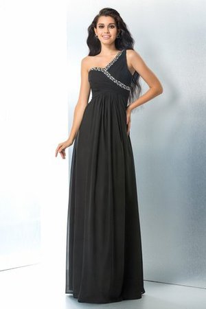 Robe de bal a-ligne avec chiffon avec perle longueur au ras du sol avec sans manches - Photo 4