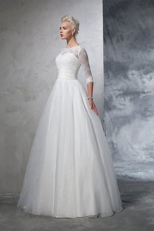 Dreiviertel Länge Ärmeln Duchesse-Linie Organza Bodenlanges Sittsames Brautkleid - Bild 6