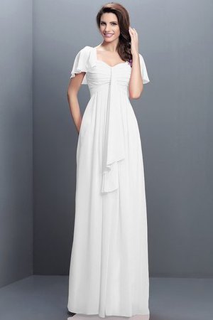 Halbe Ärmeln Herz-Ausschnitt Plissiertes Bodenlanges Brautjungfernkleid aus Chiffon - Bild 28