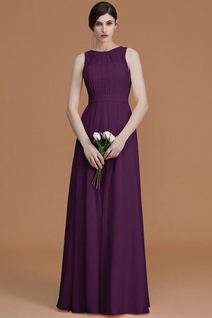 Gerüschtes Natürliche Taile Reißverschluss Bodenlanges Brautjungfernkleid aus Chiffon - Bild 19