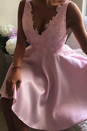 A-Linie Ärmelloses Satin stilvolles Abiballkleid mit V-Ausschnitt mit Applike - Bild 2