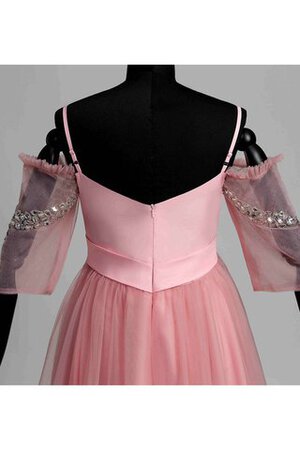Gerüschtes Perlenbesetztes Sweep train halbe Ärmeln romantisches Ballkleid aus Tüll - Bild 3