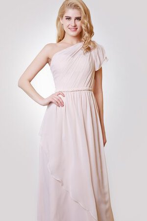 Ein Schulter kurze Ärmeln A-Line Elegantes langes Brautjungfernkleid mit Rüschen - Bild 4