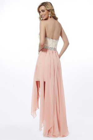 A-Linie Herz-Ausschnitt Perlenbesetztes Rocklänge-asymmetrisches Abiballkleid aus Chiffon - Bild 2