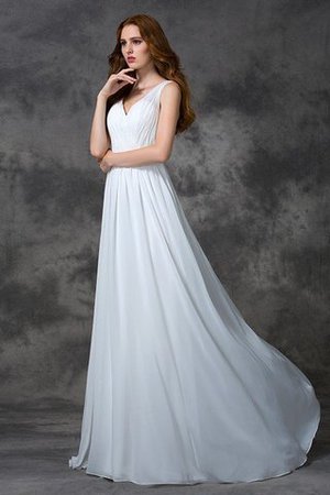 Natürliche Taile Perlenbesetztes Ärmelloses V-Ausschnitt Sexy Brautkleid - Bild 4