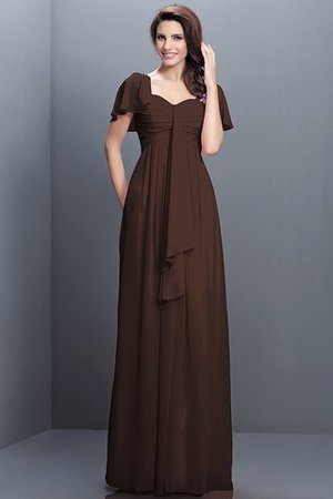 Halbe Ärmeln Herz-Ausschnitt Plissiertes Bodenlanges Brautjungfernkleid aus Chiffon - Bild 7