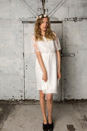 A-Linie Reißverschluss Spitze plissiertes Brautkleid mit Rüschen mit Bordüre - Bild 2