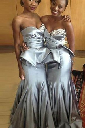 Herz-Ausschnitt Ärmelloses Normale Taille Satin Sweep train Brautjungfernkleid - Bild 1