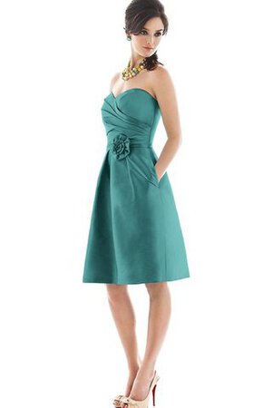 A-Line Herz-Ausschnitt mini Brautjungfernkleid mit Blume - Bild 1