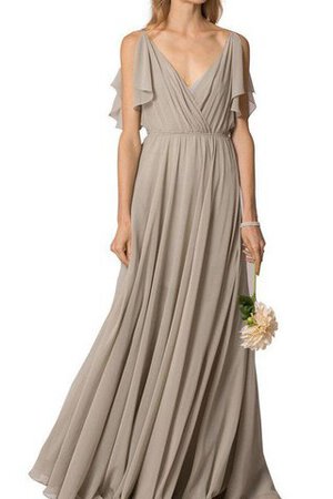 Robe demoiselle d'honneur facile boutonné ligne a manche nulle en chiffon - Photo 1