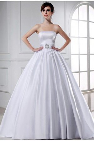 Robe de mariée de mode de bal de bustier en satin avec perle de traîne mi-longue - Photo 1