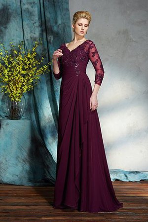 Dreiviertel Länge Ärmeln A Linie Chiffon Bodenlanges Anständiges Brautmutterkleid - Bild 4
