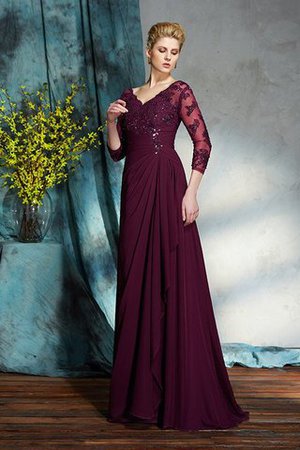 Robe mère de mariée longue de princesse en chiffon avec manche 3/4 jusqu'au sol - Photo 4