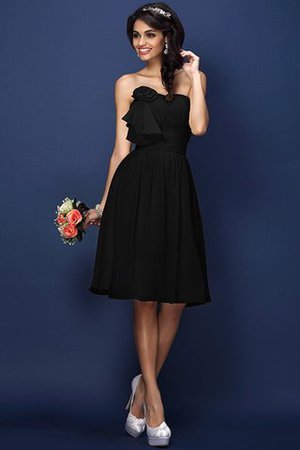 Drapiertes Natürliche Taile Plissiertes Brautjungfernkleid aus Chiffon ohne Ärmeln - Bild 2