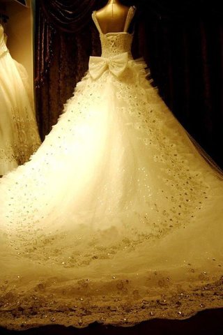 Vestido de Novia de Corte Evasé de Cola Corte de Escote en V de Apliques de Sin mangas - Foto 2
