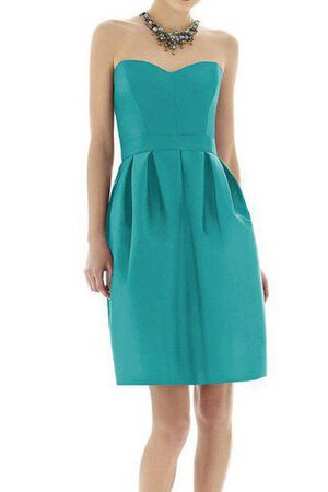 A linie plissiertes trägerloser Ausschnitt mini Brautjungfernkleid aus Satin - Bild 1